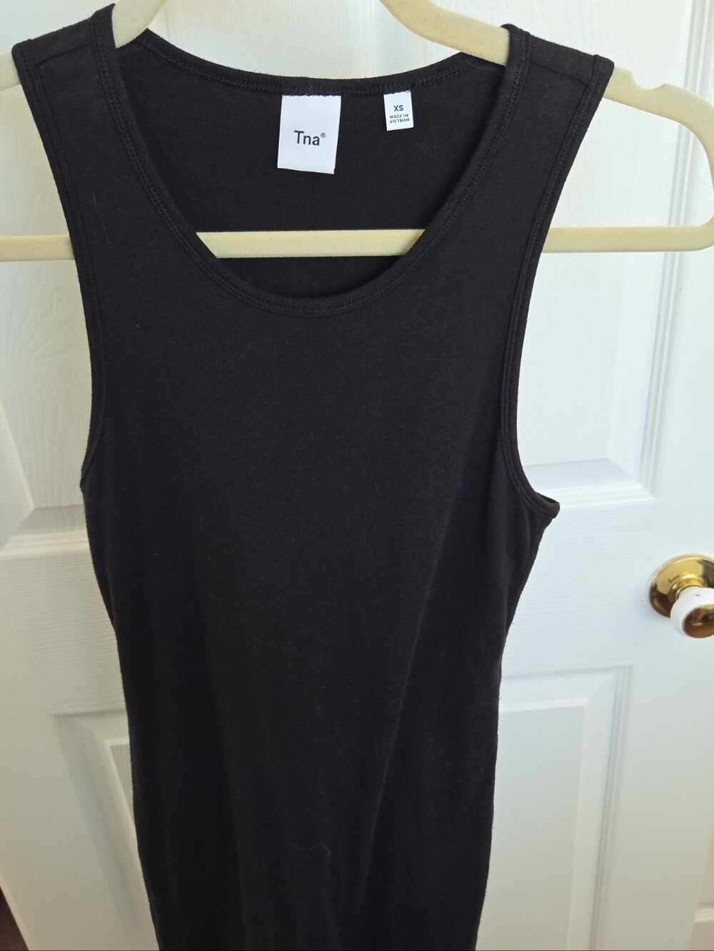TNA Black Ribbed Scoop Dress